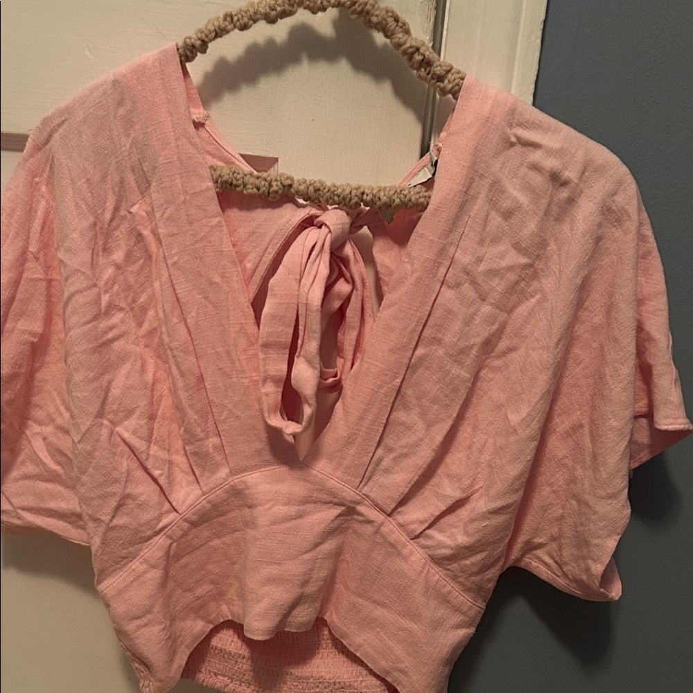 Lush Light Pink Tie-in back  Crop Top